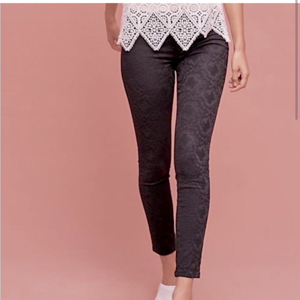 Anthropologie Pilcro skinny jeans with embroidered jacquard design